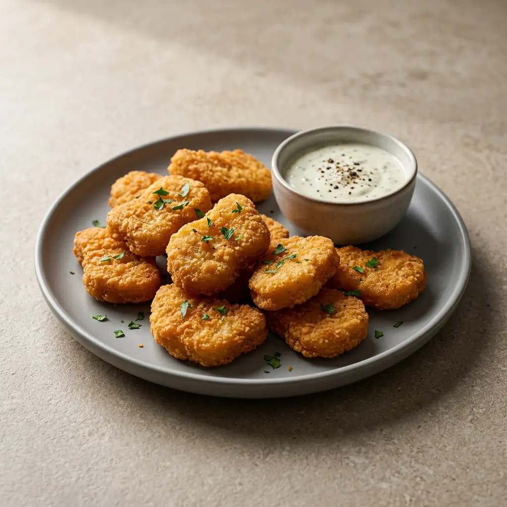 Foto di Nuggets di pollo surgelati in friggitrice ad aria pronta dalla friggitrice ad aria