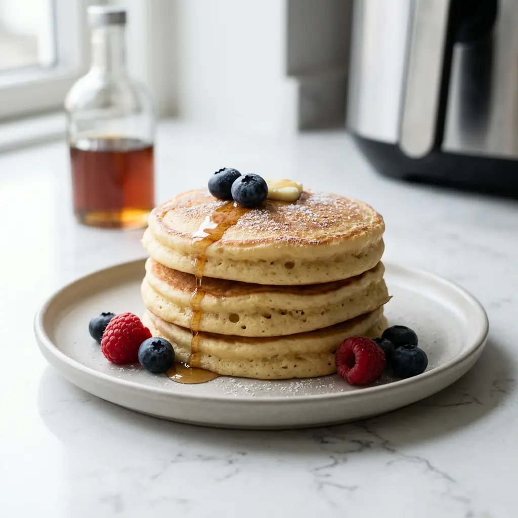 Foto di Pancake americani in friggitrice ad aria pronta dalla friggitrice ad aria
