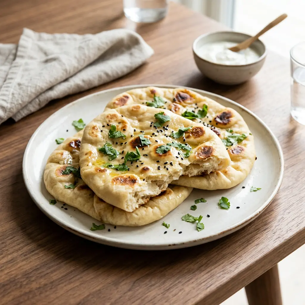 Foto di Pane naan in friggitrice ad aria pronta dalla friggitrice ad aria