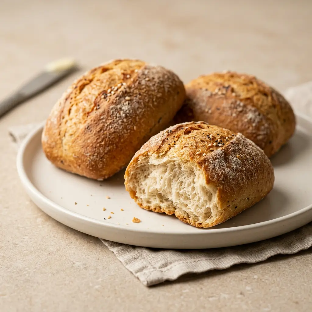 Foto di Panini da colazione in friggitrice ad aria pronta dalla friggitrice ad aria