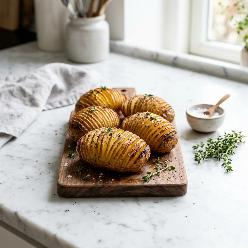 Foto di Patate Hasselback in friggitrice ad aria pronta dalla friggitrice ad aria