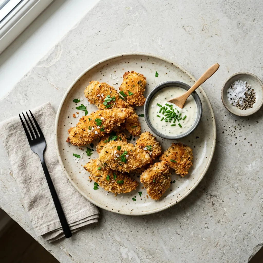 Foto di Pollo impanato in friggitrice ad aria pronta dalla friggitrice ad aria