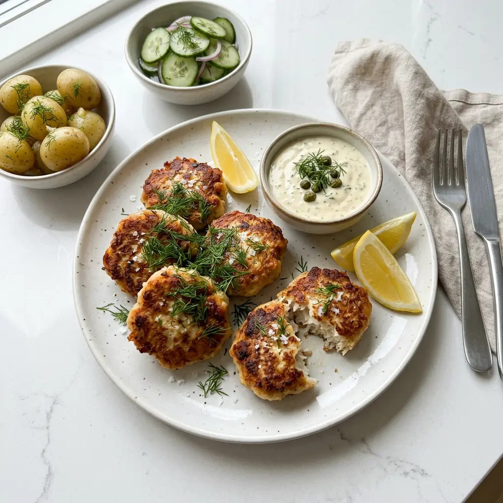 Foto di Polpette di pesce in friggitrice ad aria pronta dalla friggitrice ad aria