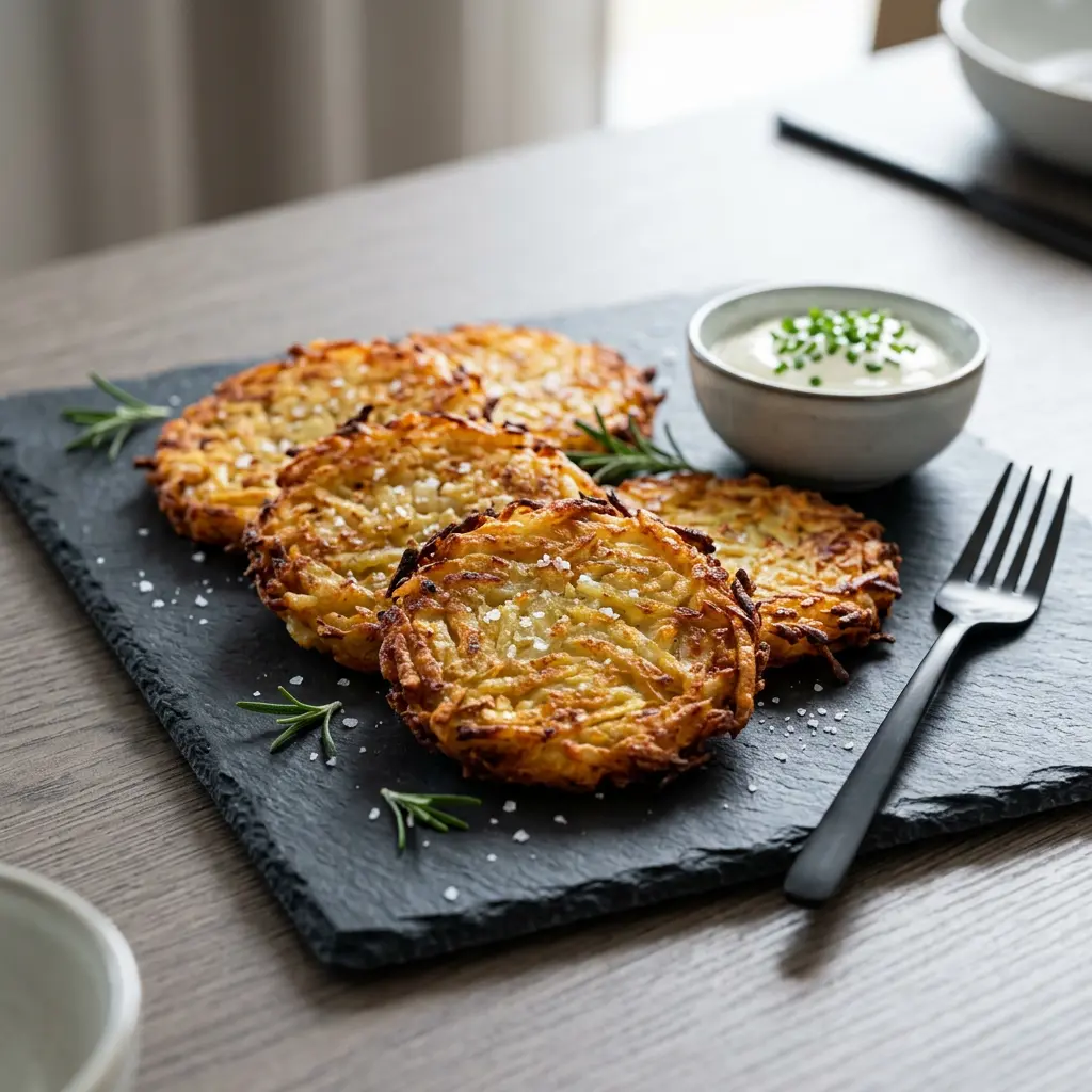 Foto di Rösti surgelati in friggitrice ad aria pronta dalla friggitrice ad aria