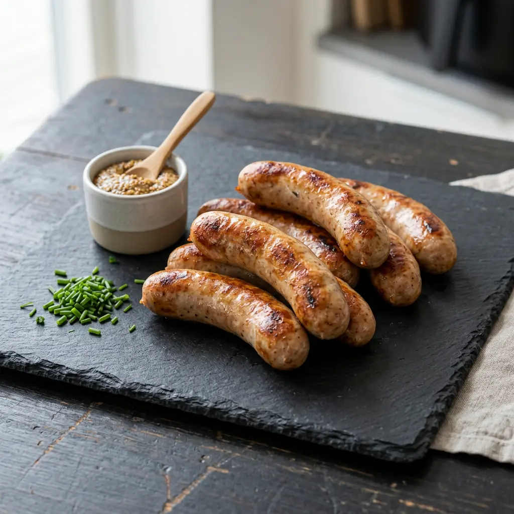 Foto di Salsicce da griglia in friggitrice ad aria pronta dalla friggitrice ad aria