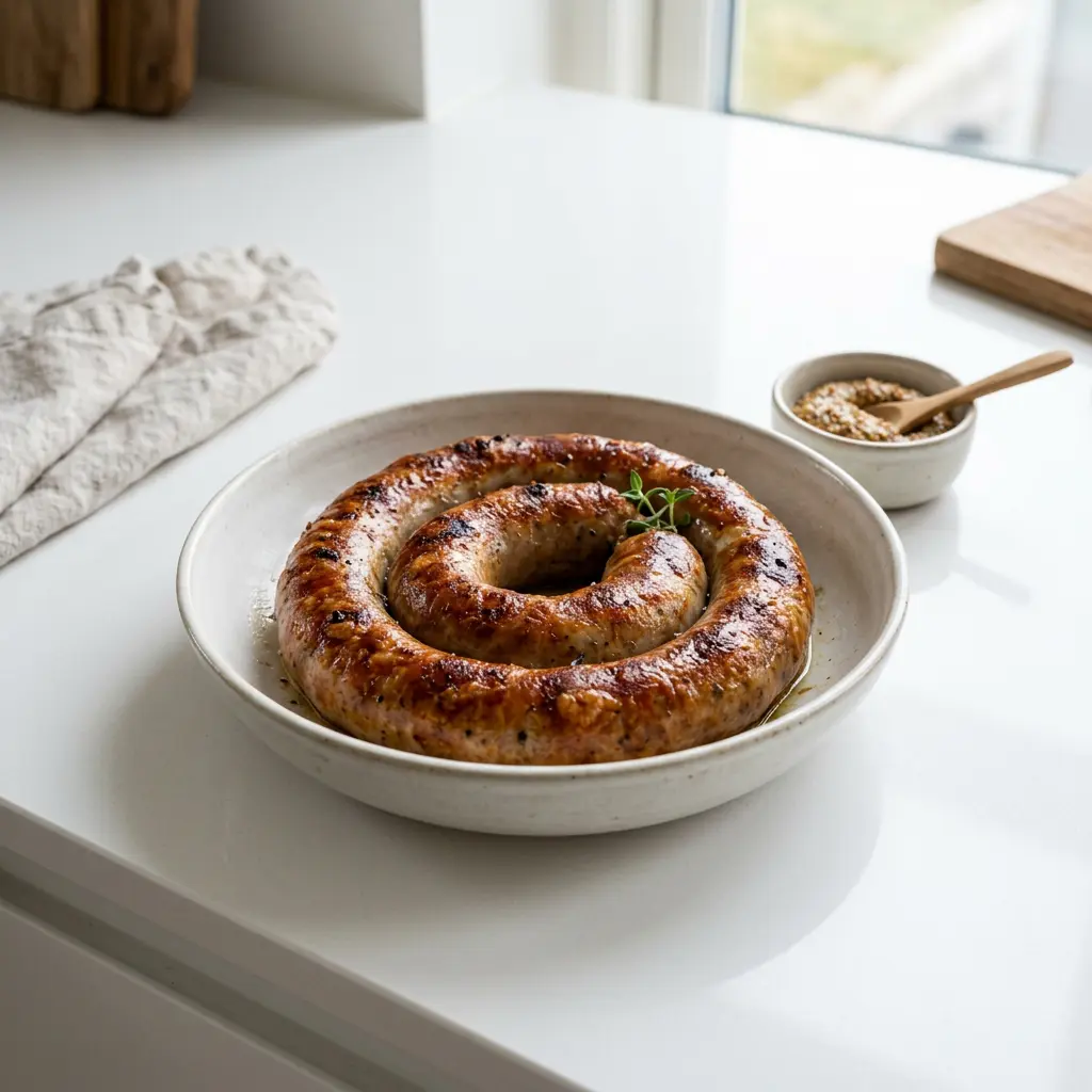 Foto di Salsiccia medister in friggitrice ad aria pronta dalla friggitrice ad aria