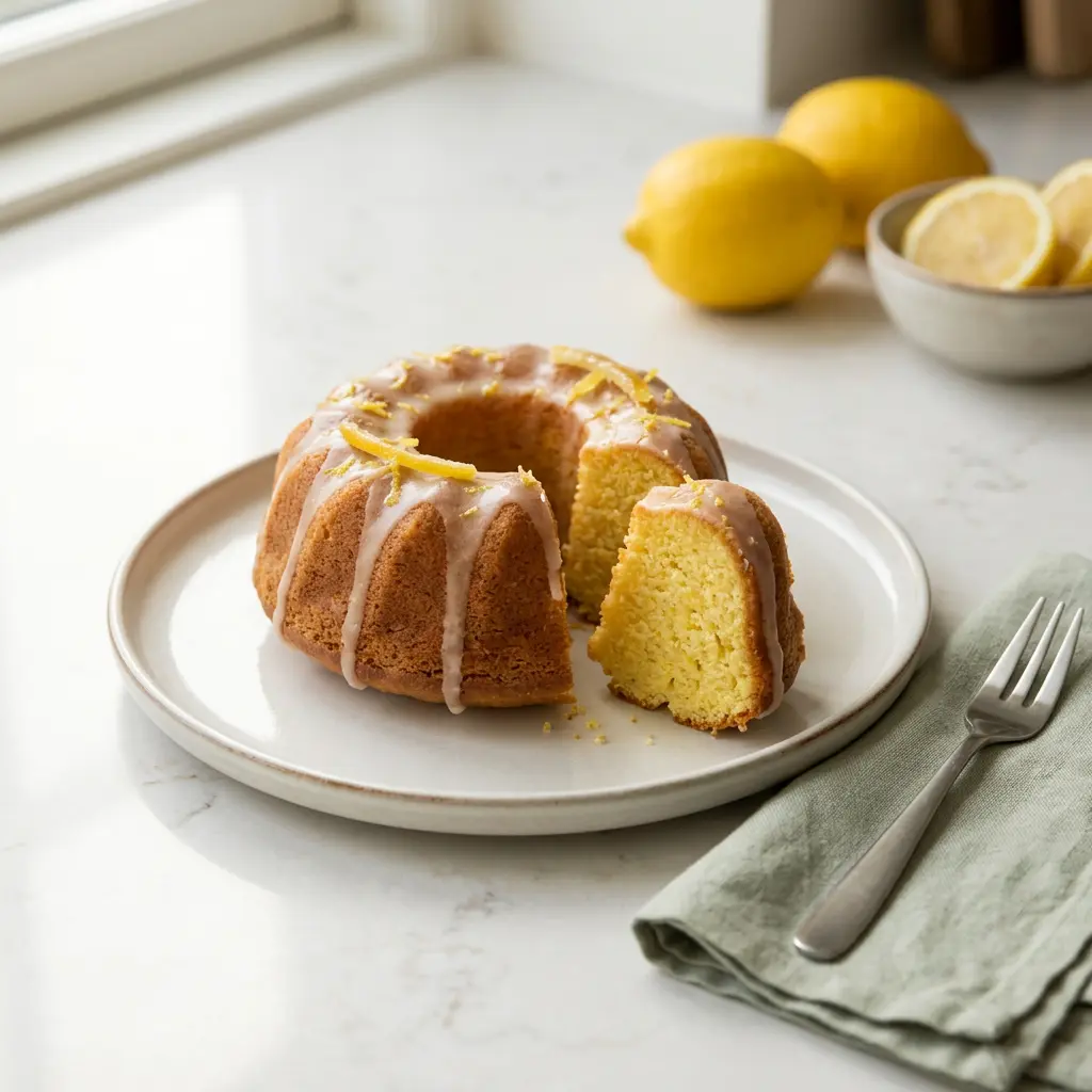 Foto di Torta al limone in friggitrice ad aria pronta dalla friggitrice ad aria