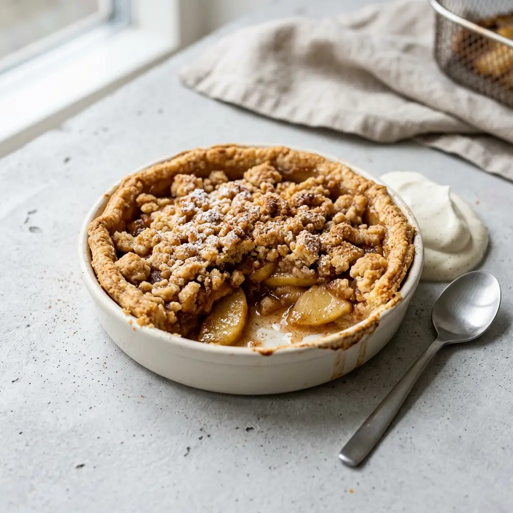 Foto di Torta di mele in friggitrice ad aria pronta dalla friggitrice ad aria