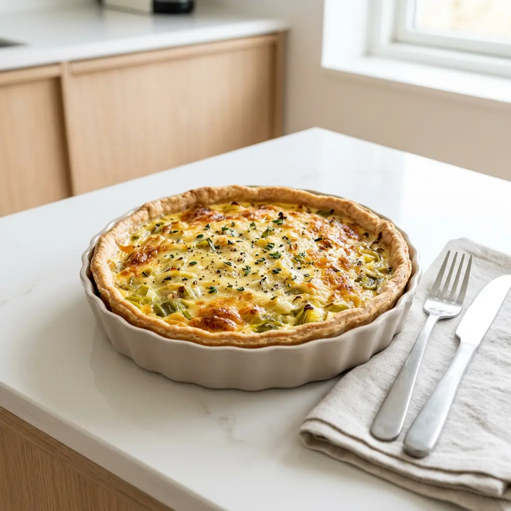 Foto di Torta salata ai porri in friggitrice ad aria pronta dalla friggitrice ad aria