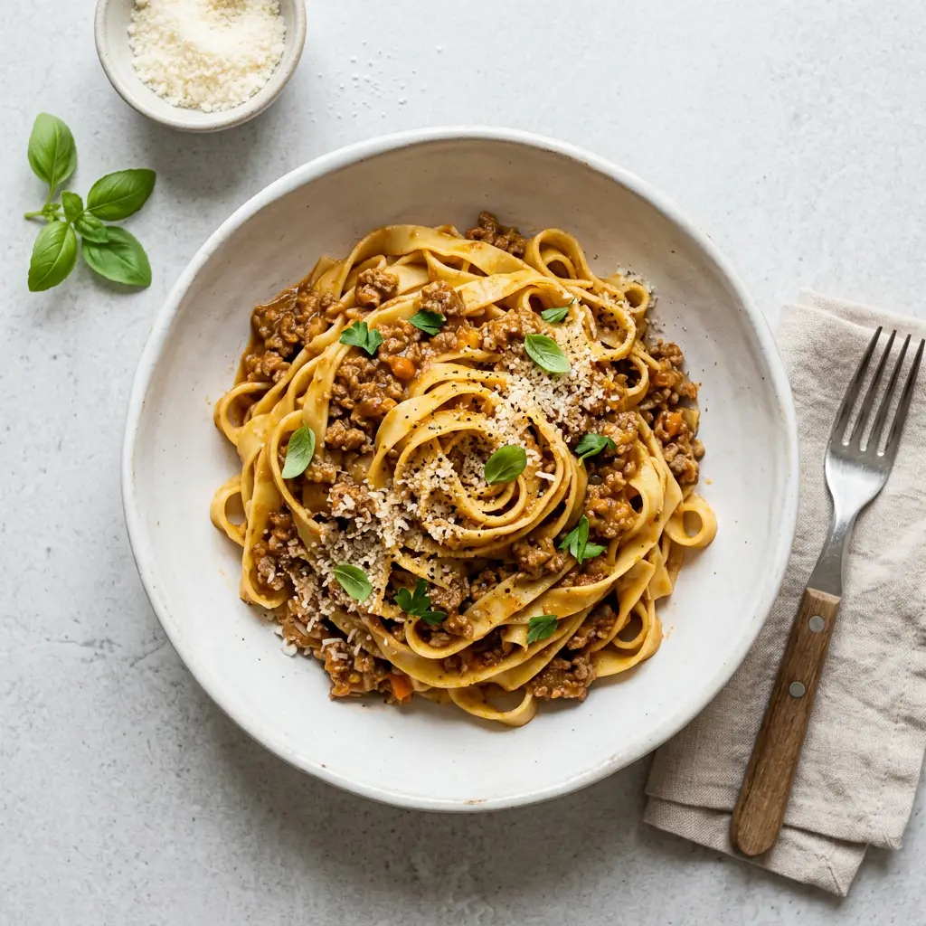 Foto di Tagliatelle al ragù alla bolognese pronto da servire